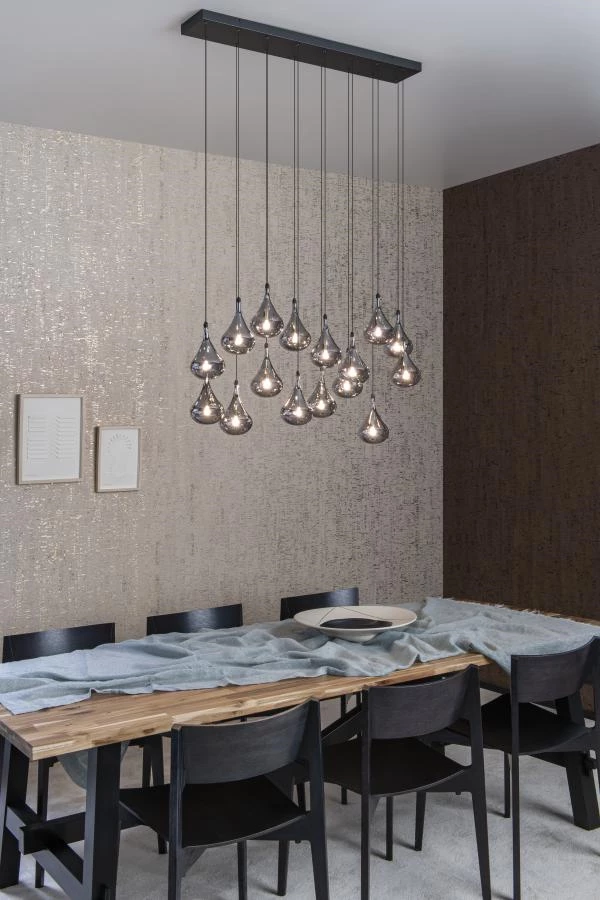 Lucide TEARS - Lámpara colgante - LED Regul. - G4 - 16x1,5W 3000K - Negro - ambiente 2